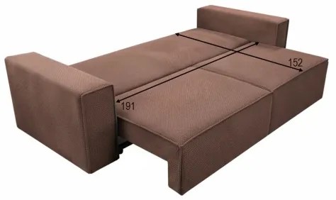 Divano letto 3 posti con contenitore RONDA rosso