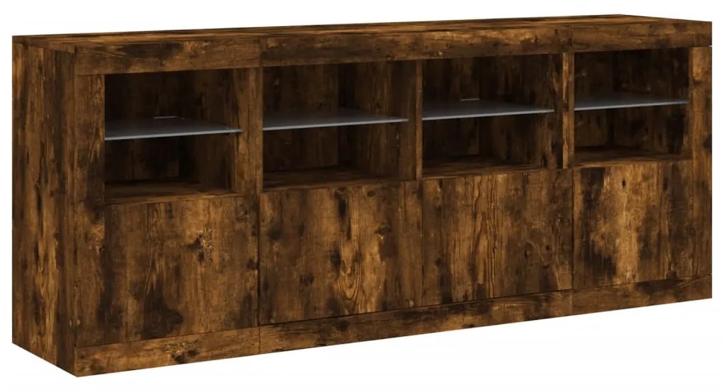 Credenza con Luci LED Rovere Fumo 163x37x67 cm