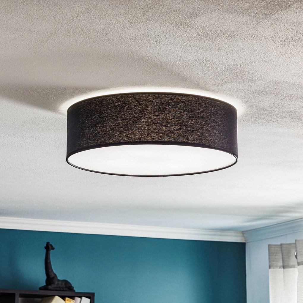 Plafoniera soffitto Rondo TK Lighting, dimmerabile, Nero, Camera da letto, Tessuto / Stoffa / Seta, Moderno, Plafoniera