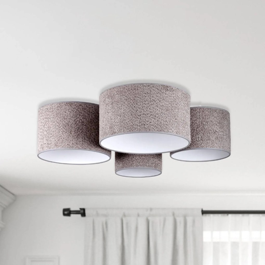 Euluna Plafoniera Boucle con quattro paralumi, grigio
