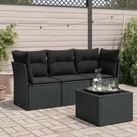 Set Divani da Giardino 4 pz con Cuscini Nero in Polyrattan 3217215