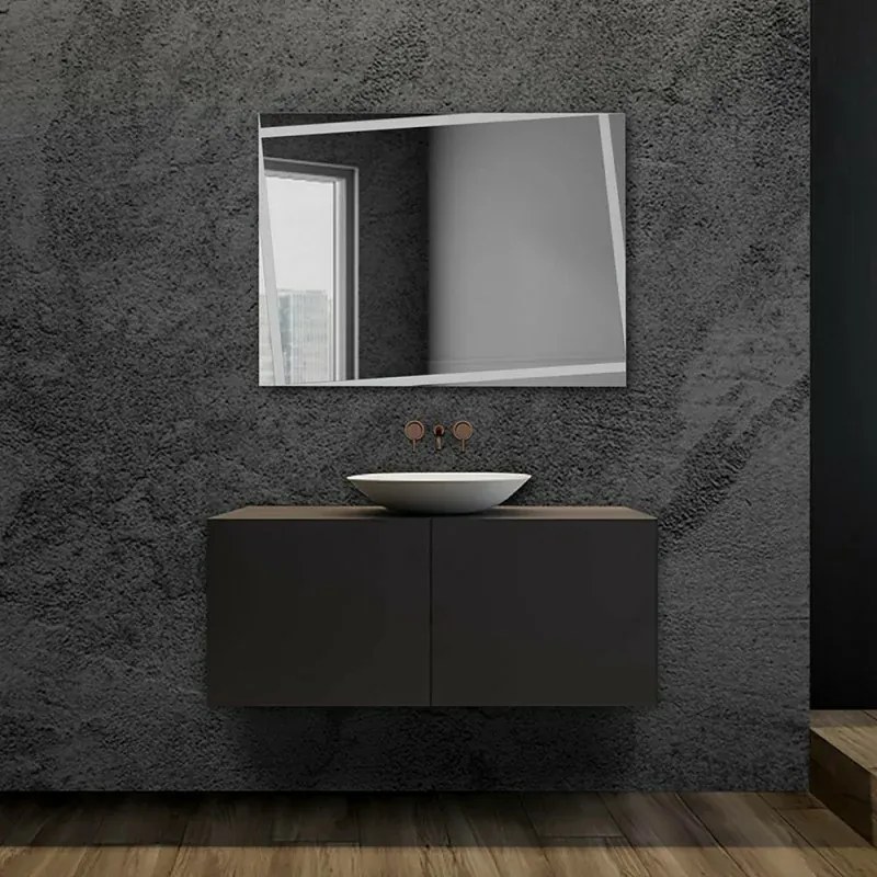 Specchio da bagno serigrafato con telaio 105x70 cm installazione reversibile