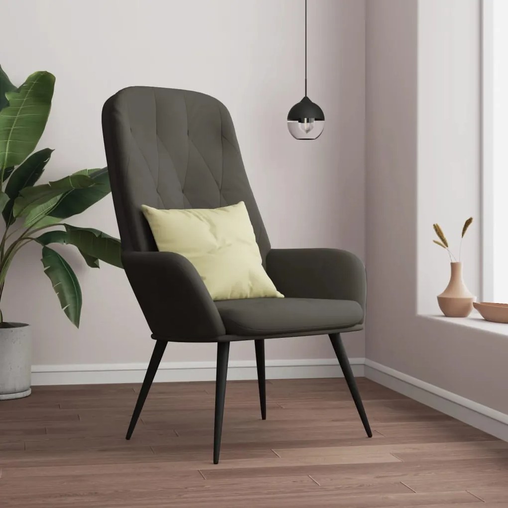 Sedia Relax Grigio Scuro İn Velluto /