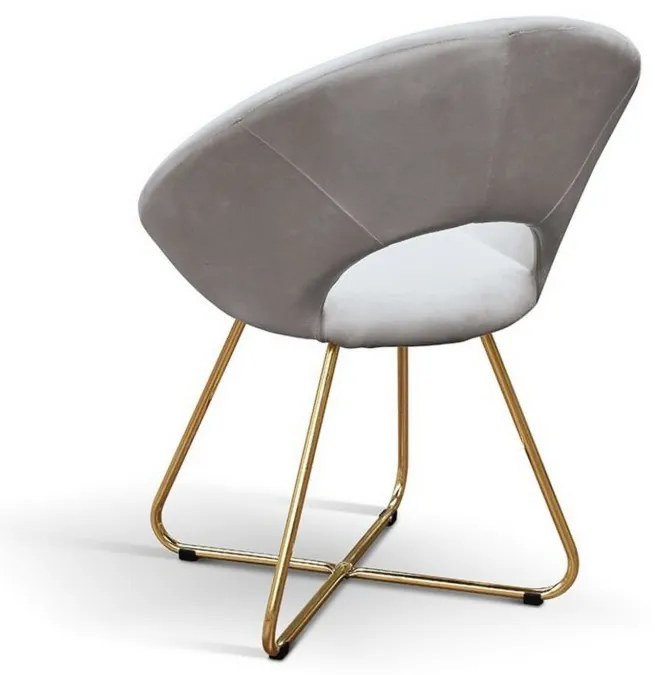 Set di poltroncine ZANTE in tessuto effetto velluto grigio e base in metallo color oro