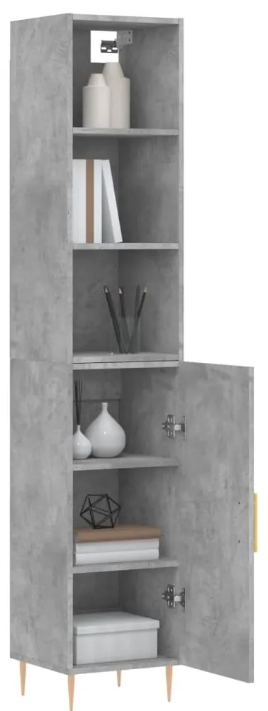 Credenza grigio cemento 34,5x34x180 cm in legno multistrato