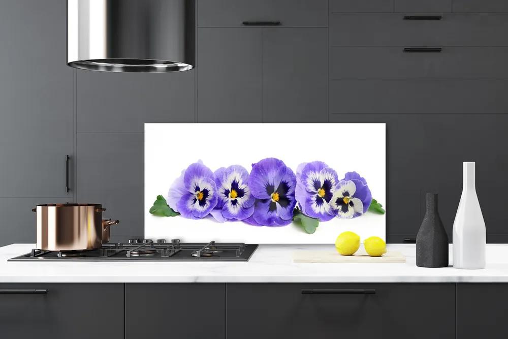 Pannello cucina paraschizzi Petali di fiori di viole del pensiero 100x50 cm