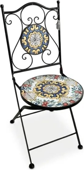 Set Bistrot Tavolo Maioliche D60xH75 Con 2 Sedie Pieghevoli Fiorarte