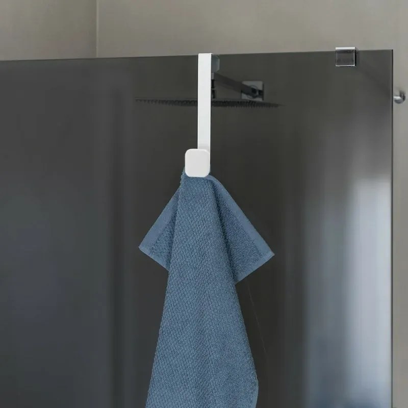 Gancio bagno singolo in acciaio e plastica bianco quadrato Fiore