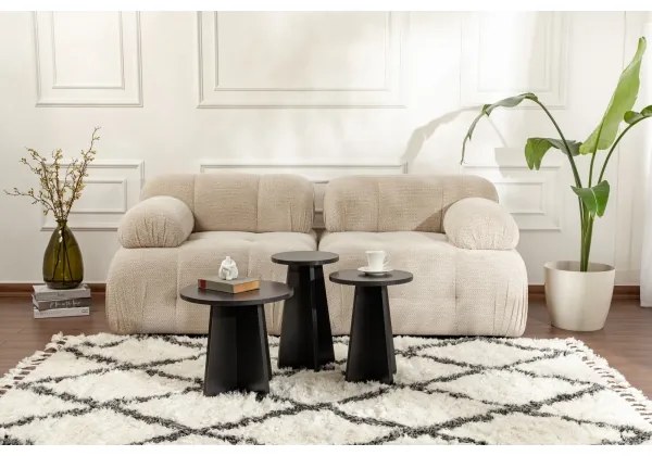 SET 3x Tavolino LUME diametro 28/33/43 cm nero