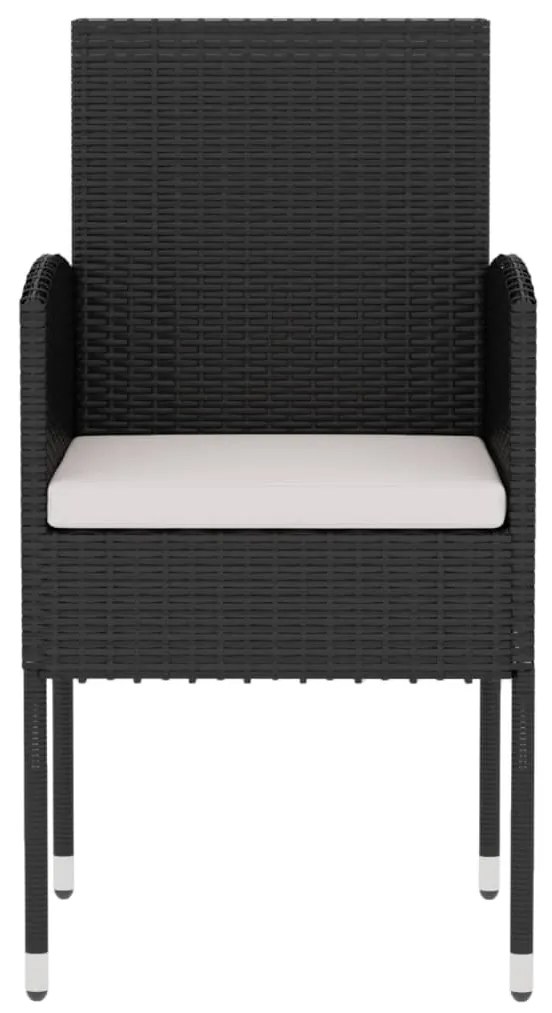 Set mobili da pranzo per giardino 3 pz polyrattan nero