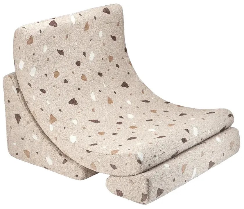 Poltrona per bambini marrone chiaro con rivestimento in bouclé e ciniglia Terrazzo Moon – Wigiwama