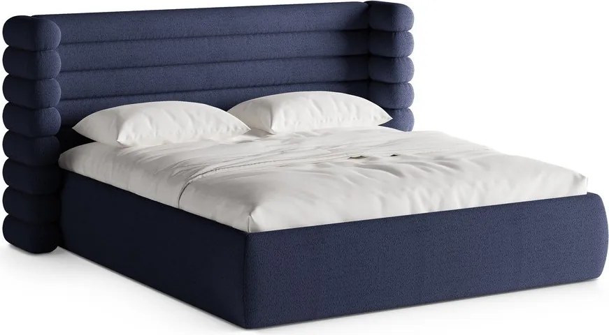 Letto matrimoniale imbottito blu con contenitore con rete inclusa 180x200 cm Mount – Micadoni