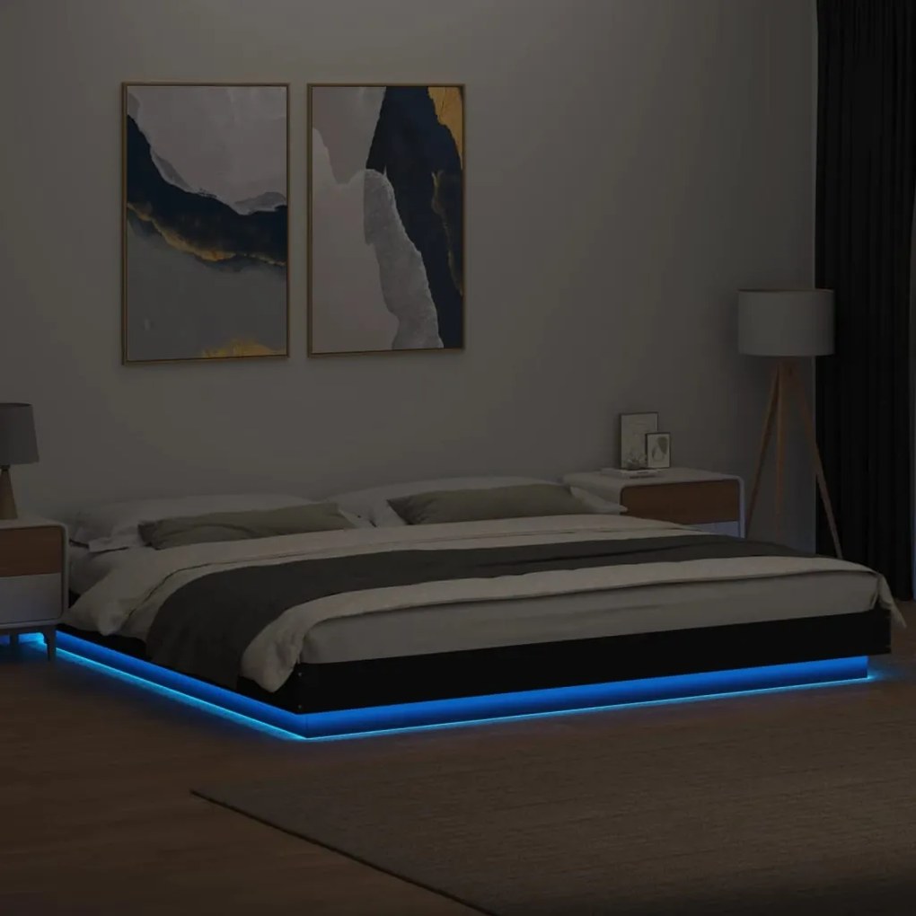 Giroletto con luci led nero 200x200 cm in legno multistrato