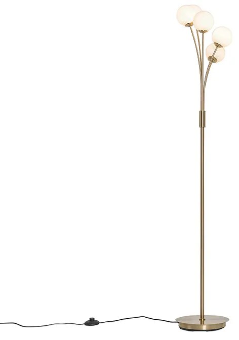 Lampada da terra moderna oro con vetro opale 5 luci - Athens