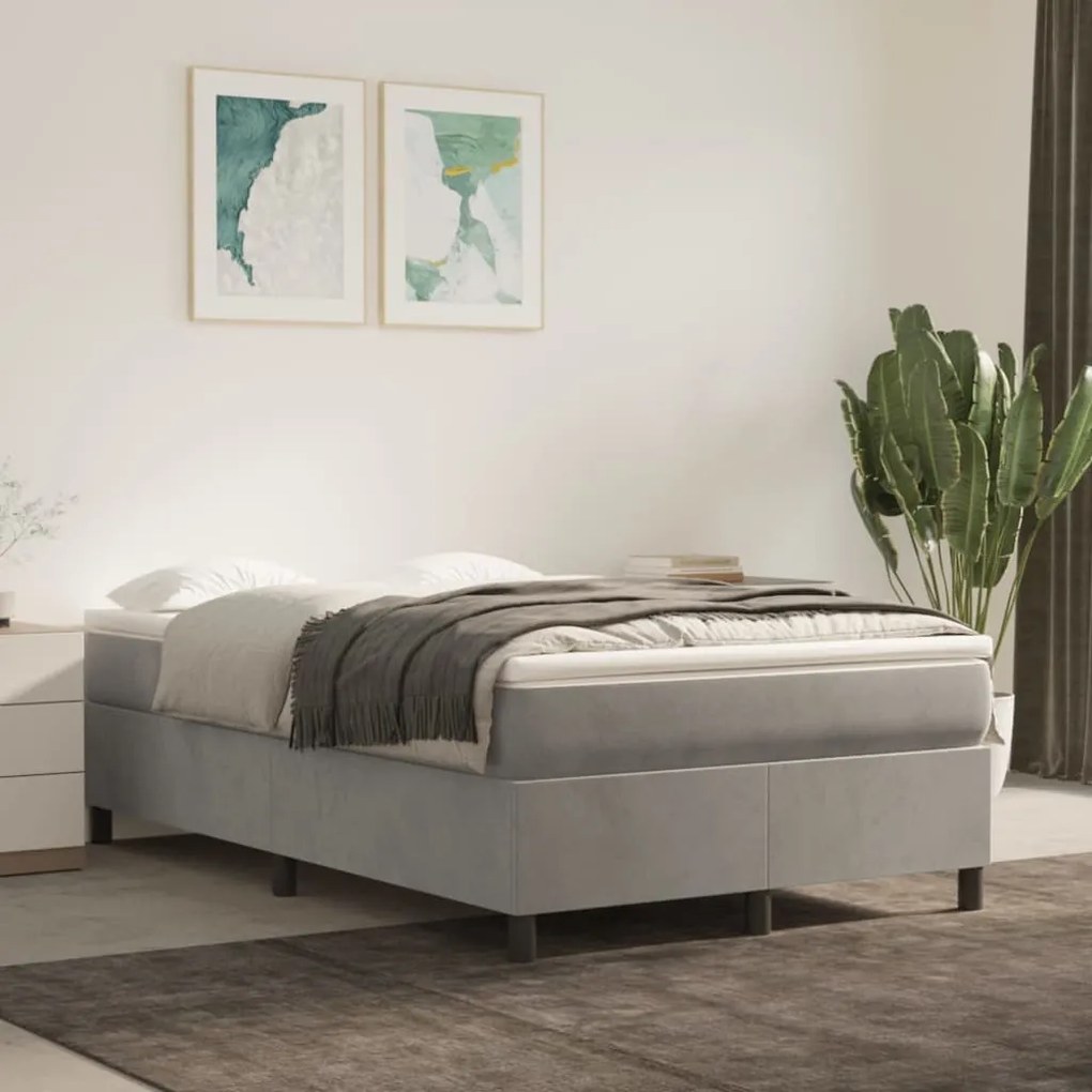 Giroletto A Molle Con Materasso Grigio Chiaro 120x200cm Velluto /