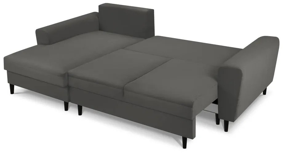 Divano letto angolare in velluto a coste grigio scuro, angolo sinistro Jazz - Kooko Home
