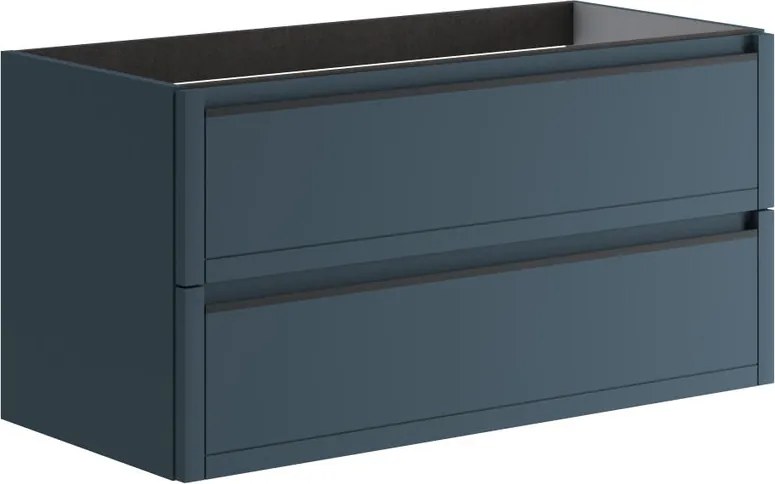 Mobile da bagno sospeso sotto lavabo L 99.5 x H 50 x P 45.5 cm blu opaco, 2 cassetti TRATTO