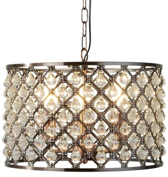 Marquise 3lt drum pendant - metallo e vetro in rame antico