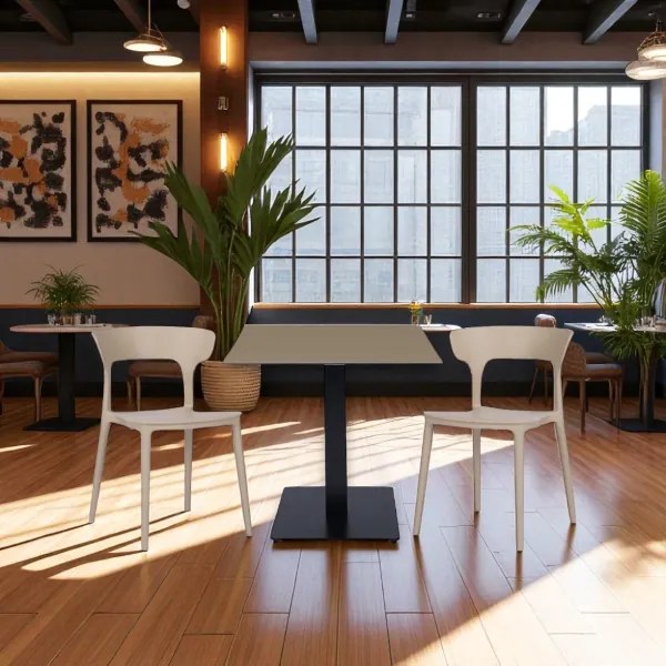 Tavolo bar pub ristorante piano HPL Tortora per esterno 80x80 cm H 74