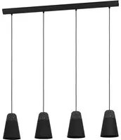 Lampadario Moderno Canterras 4 Luci Acciaio Nero