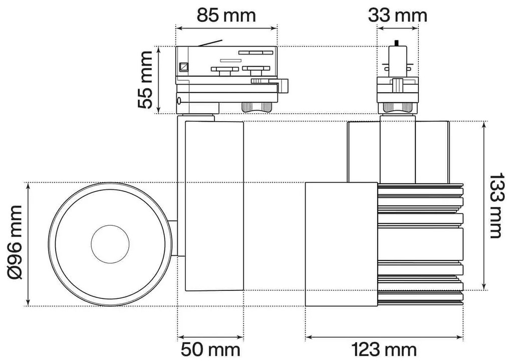 Faro LED 40W Binario Trifase Bianco CRI92 100° Bridgelux LED Colore Bianco Freddo 6.000K