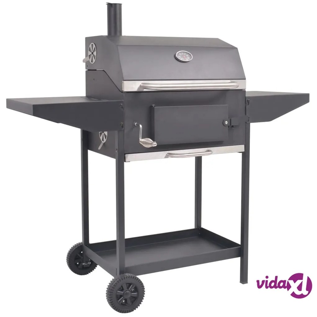 vidaXL Barbecue a Carbonella con Ripiano Inferiore Nero