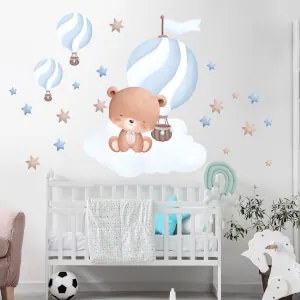 Decorazione da parete - Gatto con palloncino (blu) | Inspio