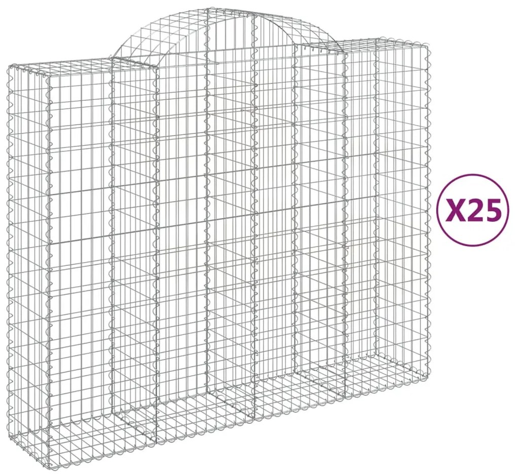 Cesti Gabbioni ad Arco 25 pz 200x50x160/180 cm Ferro Zincato