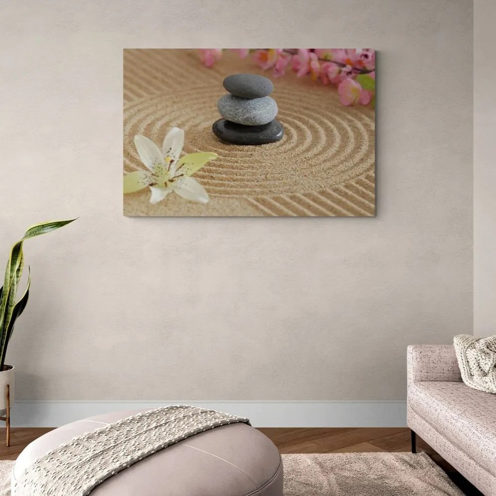 Quadro su tela – Giardino Zen e pietre nella sabbia