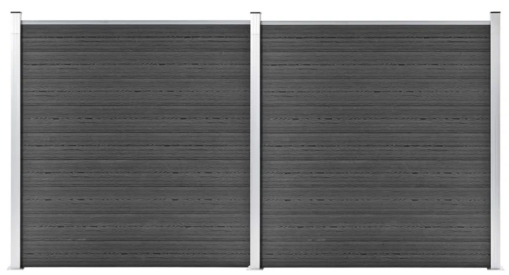 Set Pannelli Di Recinzione İn Wpc 353x186 Cm Nero /