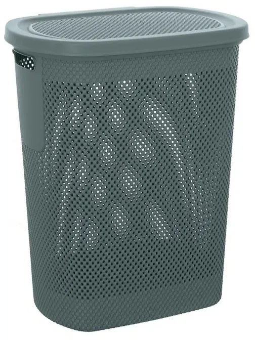 Cesto portabiancheria con coperchio in plastica blu avio 58 lt Kamala