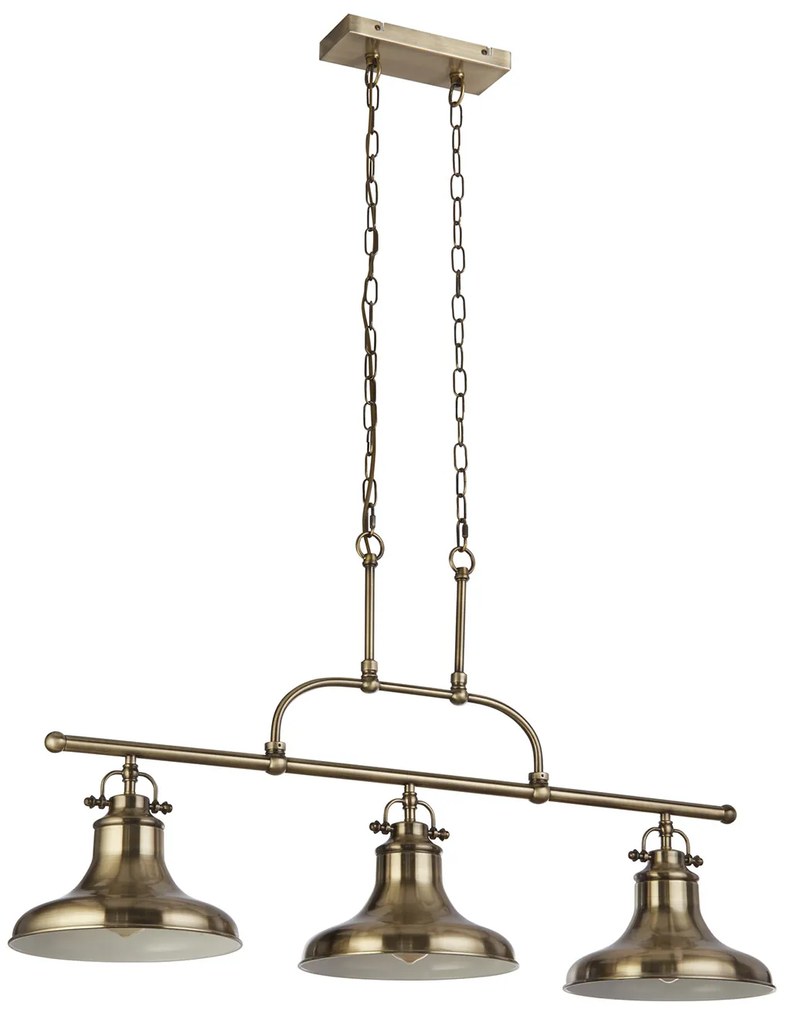 Lampadario Rustico-Country Dallas Acciaio Ottone 3 Luci E27