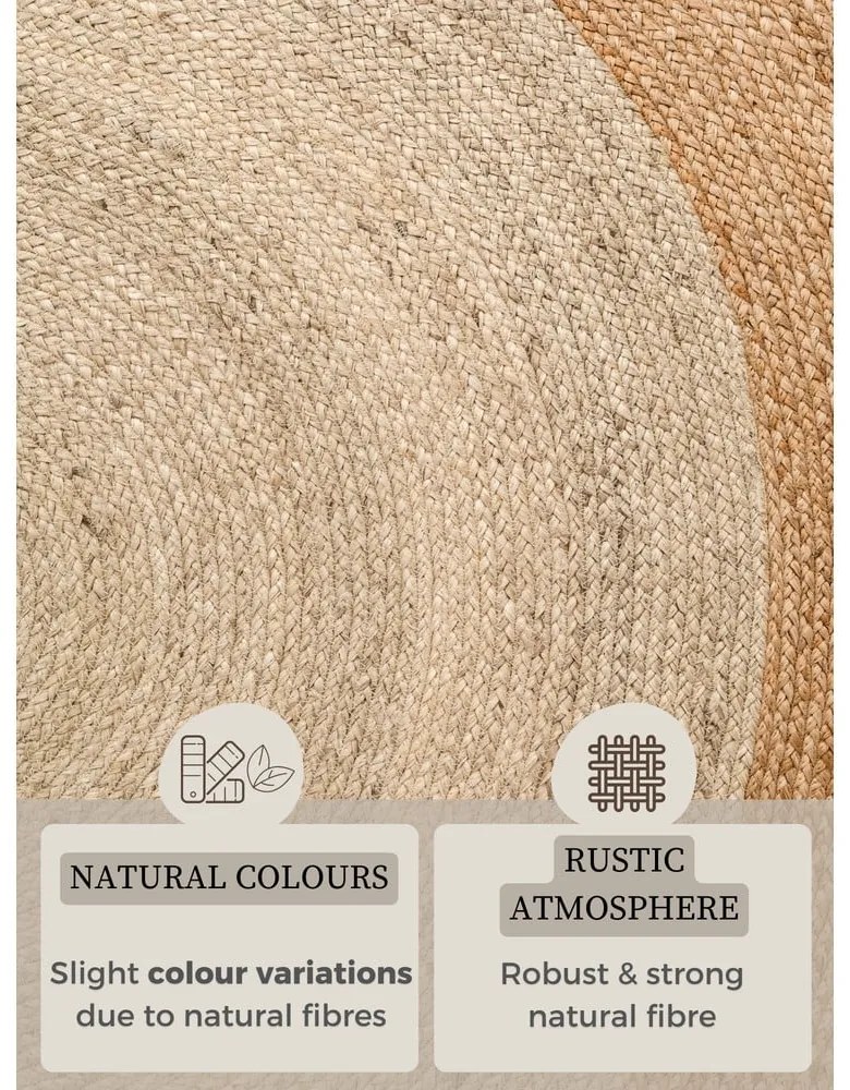 Tappeto rotondo avorio in iuta reversibile e tessuto a mano ø 160 cm Jutta Ivory – Hanse Home