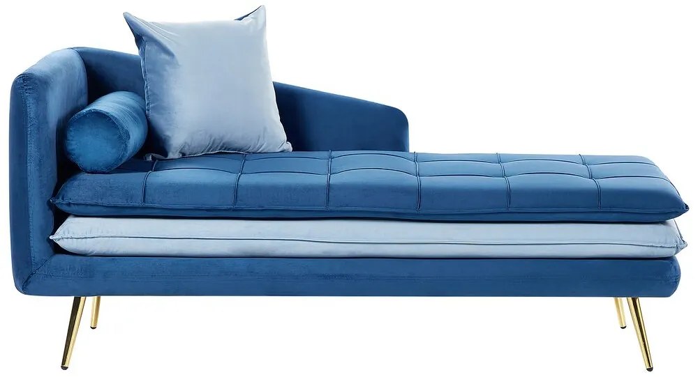 Chaise longue sinistra velluto blu e azzurro GONESSE Beliani