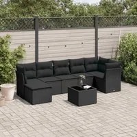 Set Divani da Giardino con Cuscini 8 pz Nero in Polyrattan 3217975