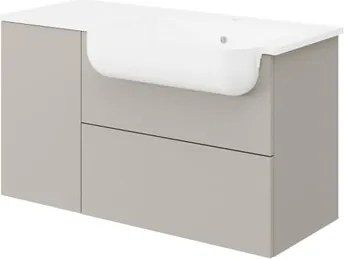 Mobile bagno sospeso con lavabo L 90 x H 50 x P 36.5 cm tortora chiaro, 1 anta 1 cassetto per vasca a destra Matrix