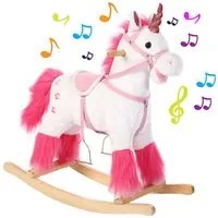 Unicorno a Dondolo Cavalcabile Peluche Cavallo Giocattolo Bambini Suoni Bianco