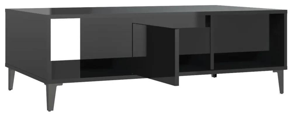 Tavolino da Salotto Nero Lucido 103,5x60x35cm Legno Multistrato