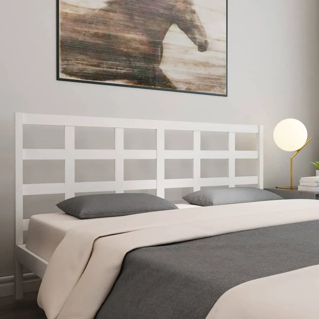 Testiera Per Letto Bianca 205,5x4x100 Cm Legno Massello Di Pino /