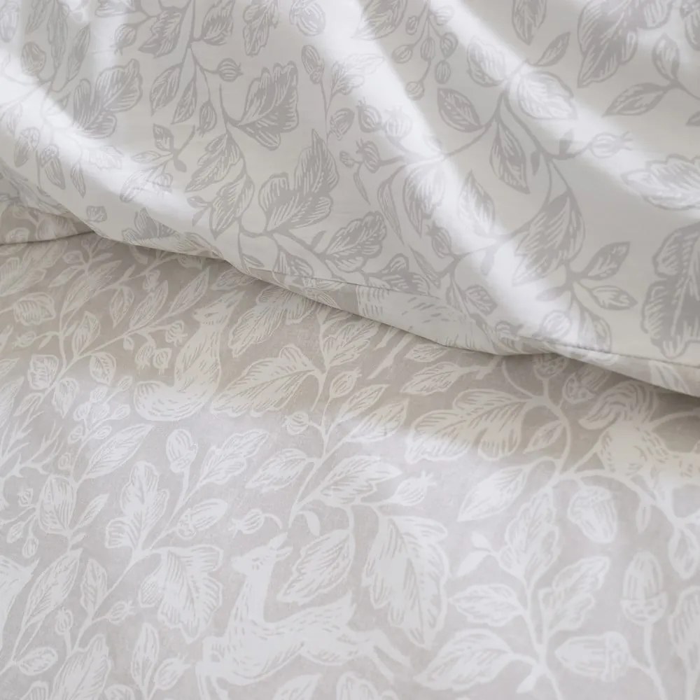 Set copripiumino e federa greige in cotone per letto matrimoniale e per letto esteso 230x220 cm Woodland – Bianca