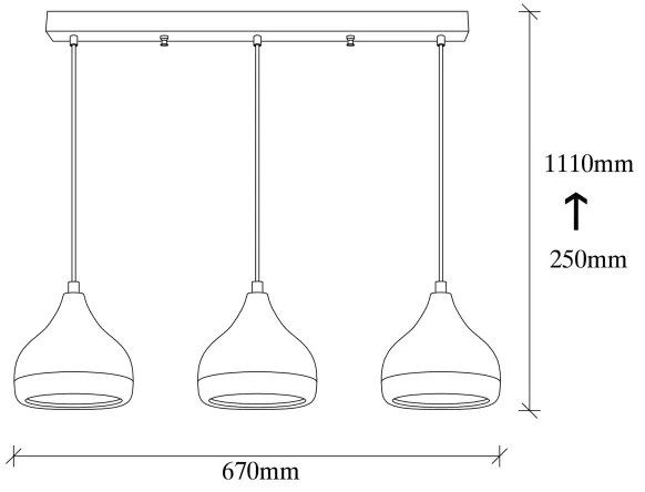 Lampadario su filo YILDO 3xE27/40W/230V