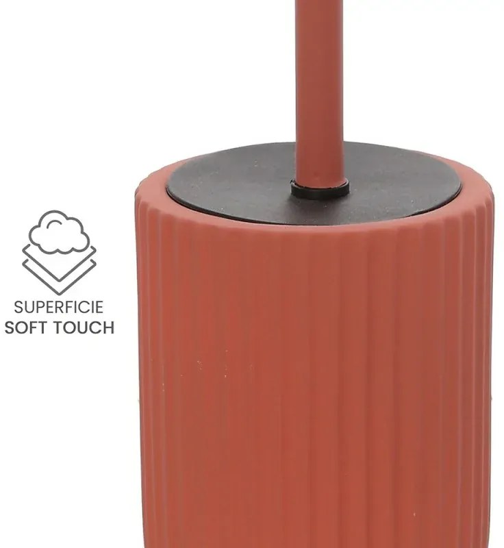 Scopino wc rosso in ceramica soft touch con setole nere Spring