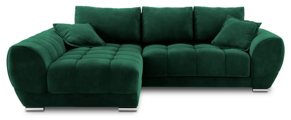 Divano letto angolare verde chiaro con rivestimento in velluto, angolo sinistro Nuage - Windsor &amp; Co Sofas