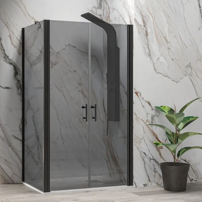 Box doccia 90x120 apertura saloon vetro fumé altezza 200h | KS2800AF - KAMALU