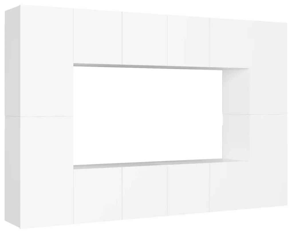 Set mobile tv 8 pz bianco in truciolato