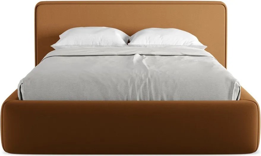 Letto matrimoniale imbottito in terracotta con contenitore con griglia 140x200 cm Kiana - Makamii