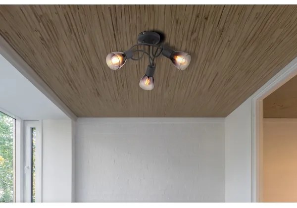 Globo 54312-3D - Lampadario a plafone SATELLA 3xE14/25W/230V nero