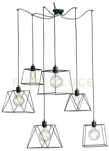 Lampadario a sospensione brooklyn poligonale nera 6 luci attacco e2...