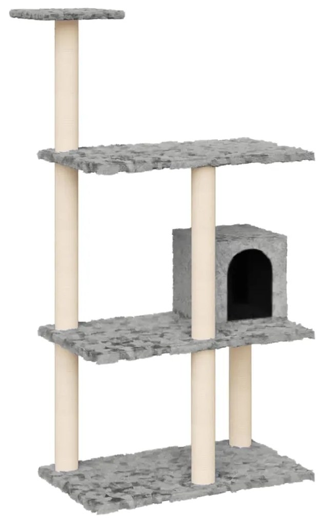 Albero per gatti con tiragraffi in sisal grigio chiaro 119 cm