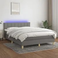 Letto a Molle Materasso e LED Grigio Scuro 140x200cm in Tessutocod mxl 122754